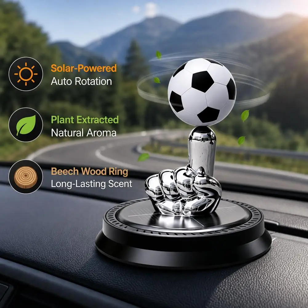 Solar Car Fragrance Finger Football Car Air Freshener Automatic Rotating Floating Ball Auto Interior Home Aromatherapy Diffuser