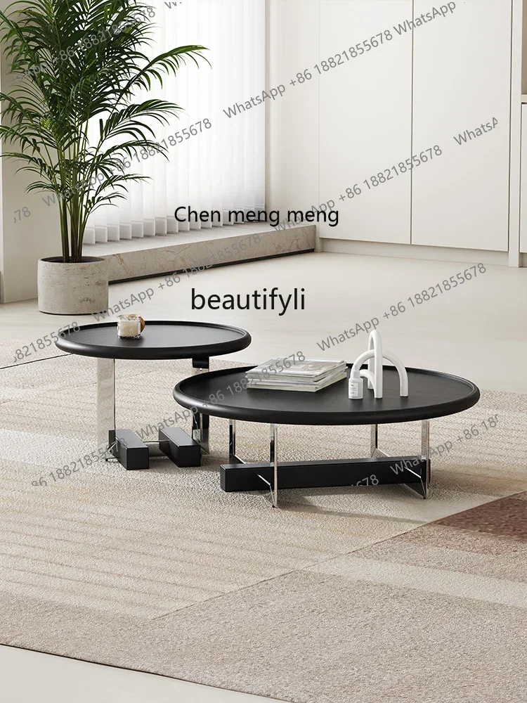 

E153 Living Room Home Size round Tea Table Italian Simple Designer Model High and Low Combination Tea Table