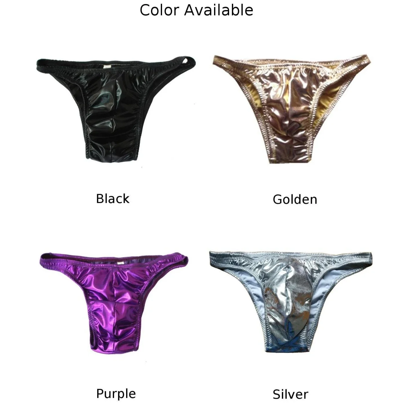 Bright Briefs Men Gold Silver Briefs Leather Underwear Men Bikini U Convex Penis Pouch Cueca Imitation Male Hipster Jockstrap