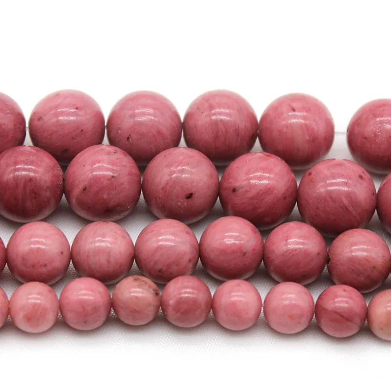 A+ Natural Rhodochrosite Stone Round Loose Spacer Beads 15