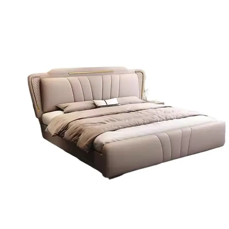 Light luxury, master bedroom, large bed 1.8 double bed, small apartment, modern, simple