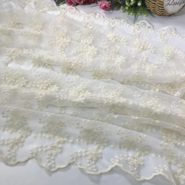 1meter price mesh soft embroidered fabric lace clothing wedding dress hand embroidery dress tablecloth fabric