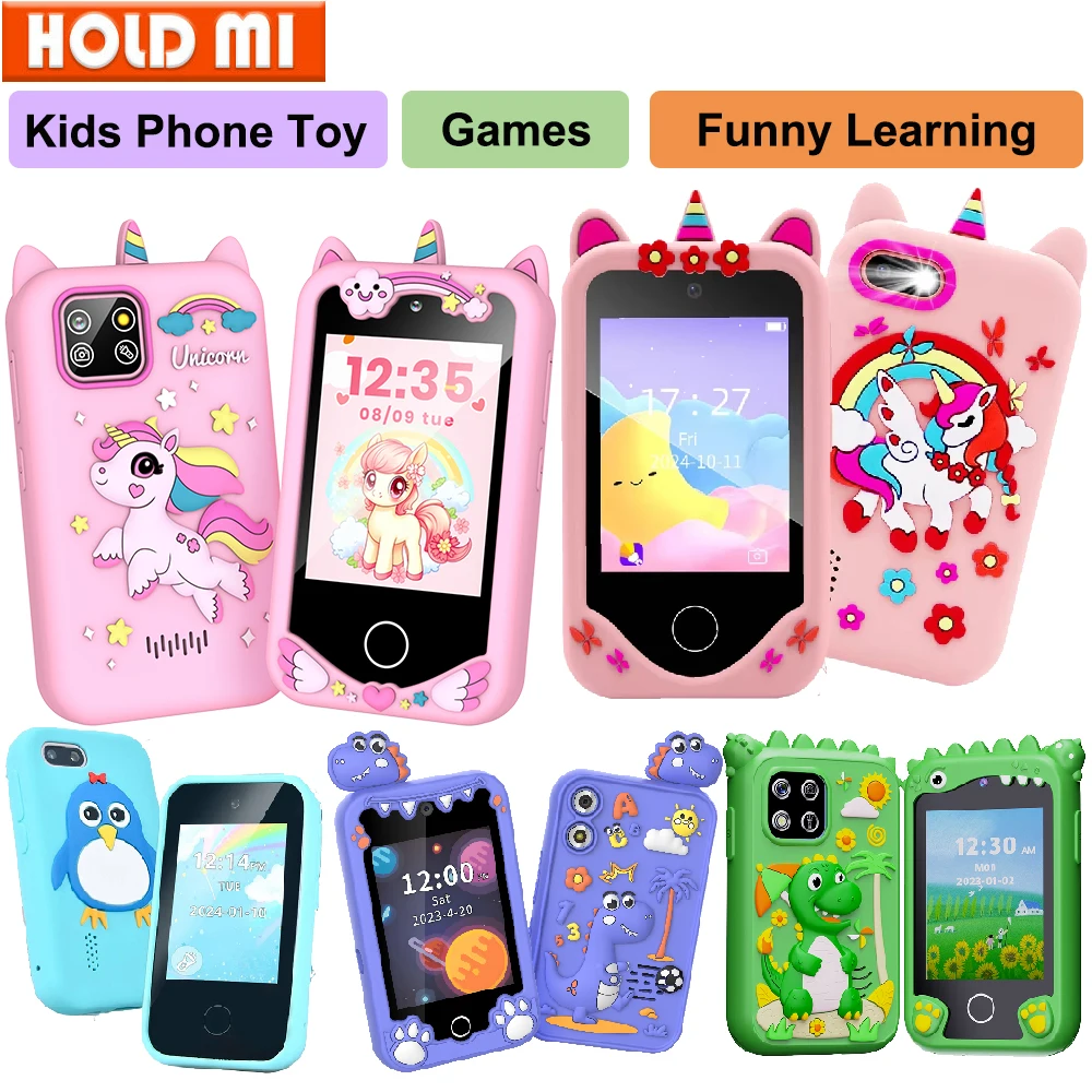 Kids Smart Phone Toy Touch Screen Unicorn Baby Mobile Puzzle Games MP3 Music Player Children Mini Phone Toys Boys Girls Gifts