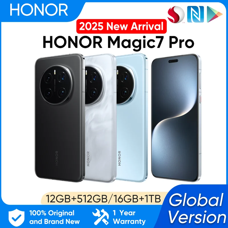 2025 جديد وأصلي HONOR Magic7 Pro الإصدار العالمي 5G الهاتف الذكي Snapdragon 8 Elite 6.8''120 هرتز LTPO عرض 100 واط شحن سريع IP69