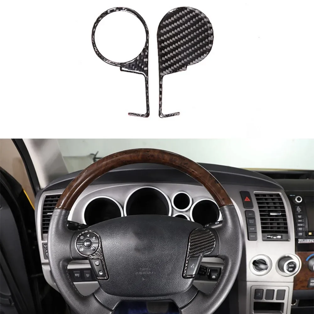 

Steering wheel button stickers suitable For Toyota Tundra 07-13 genuine carbon fiber 2-piece set
