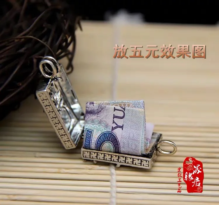 925 Silver Shurangama Mantra Hollow Pendant Charm Can Hold Protective Talisman Necklace Package Can Be Opened Things Pendant