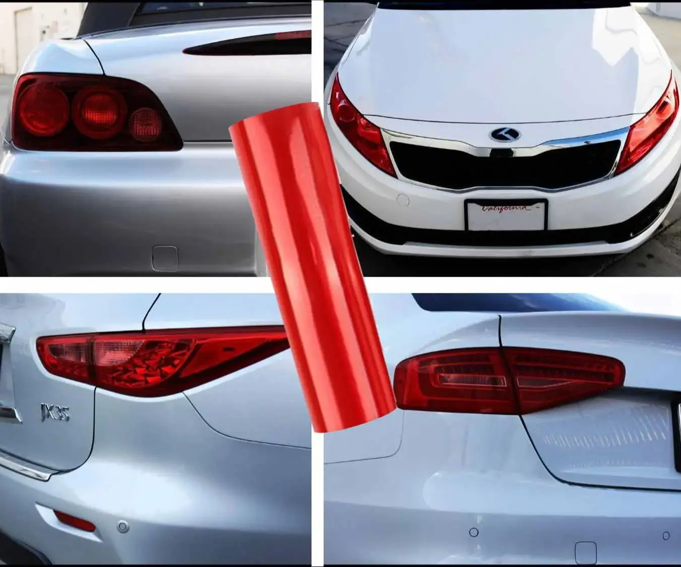 PU Red Car Headlight Tint Film Taillight Color Change Decal Foglight Protective Films Anti Scratch Auto Motorcycle Lamp Film