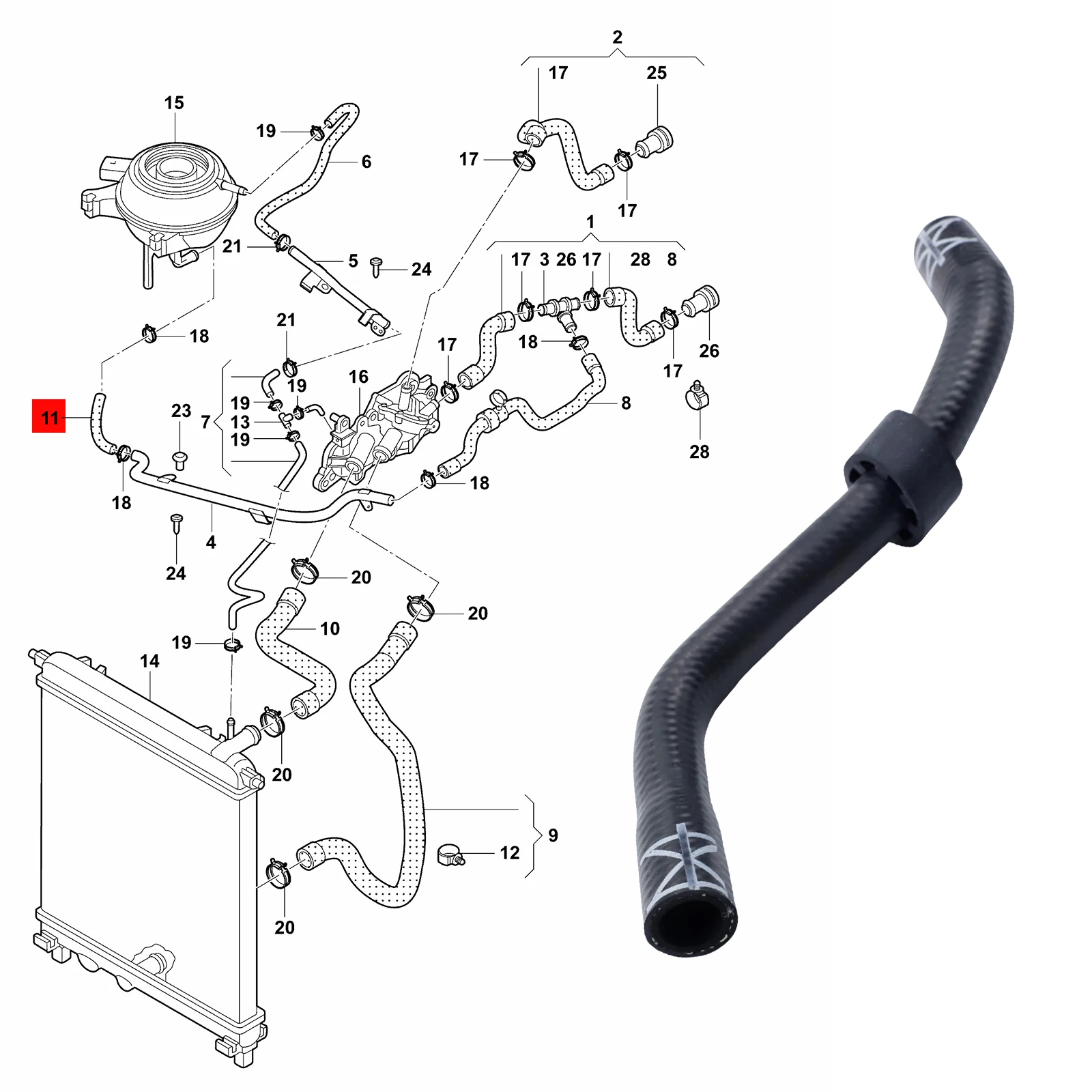 Engine Coolant Hose Pipe 180121109E For VW BORA‌ C-TREK GRAN/CROSS LAVIDA 1.5L 1.6L SKODA KAMIQ 1.5 L Radiator Hose Accessories - view 2
