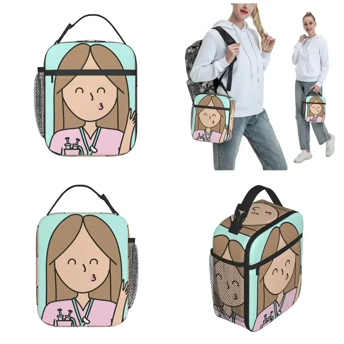 Insulated Lunch Bags Cartoon Doctor Nurse Merch Enfermera En Apuros Storage Food Box Causal Cooler Thermal   For Travel