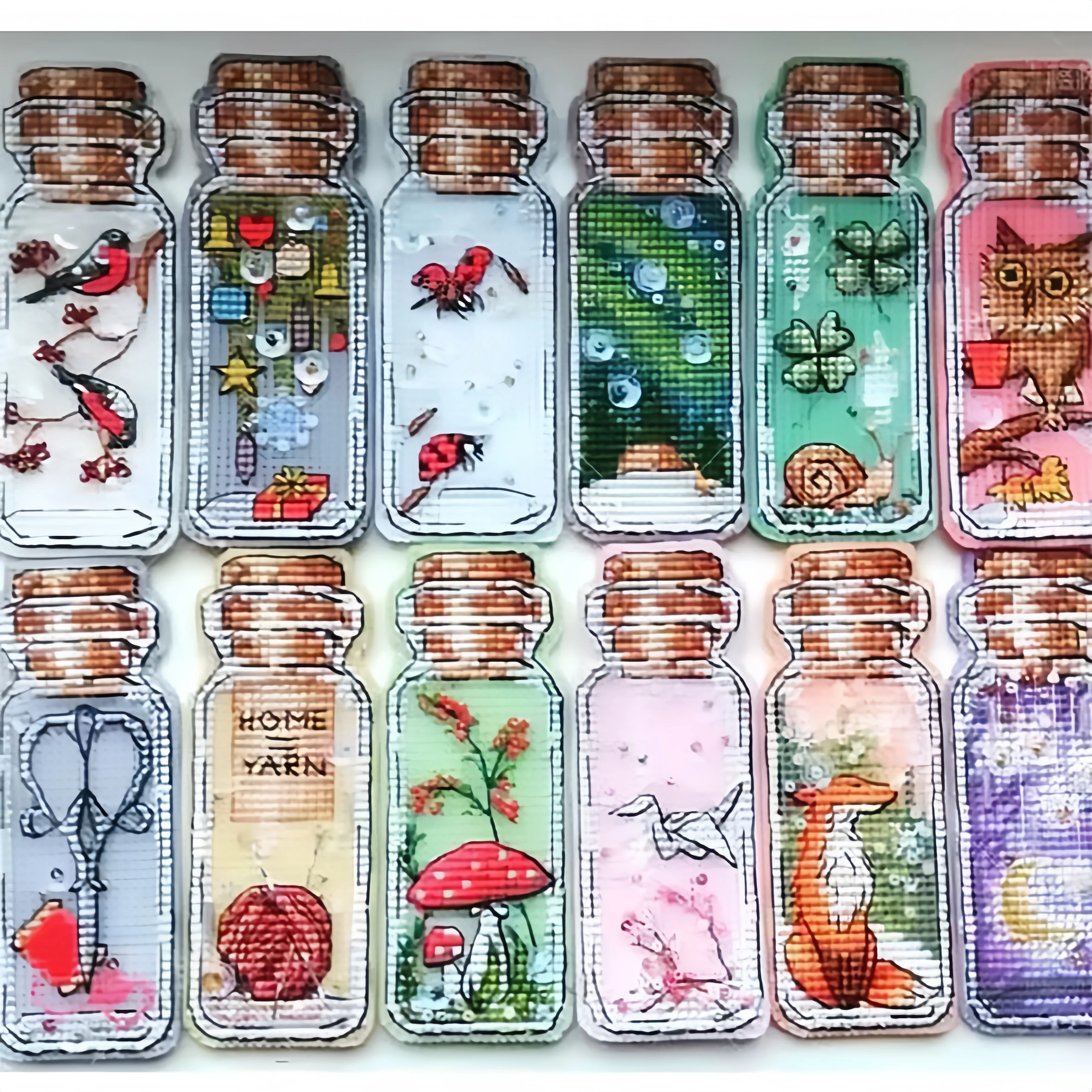 031 Home Decor Homfun Craft Christmas Cross Stich Set Counted DIY Cross Stitch Kits Fridge Refridgerator Magnets drift bottle