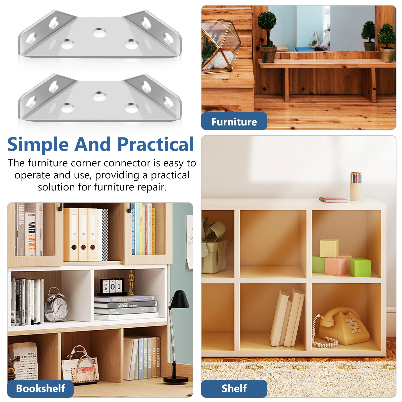 

10 Black Stainless Steel Corner Brackets 6 5x2 8x3mm Furniture Shelf Cabinet Wood Desk Connector AngleBracket