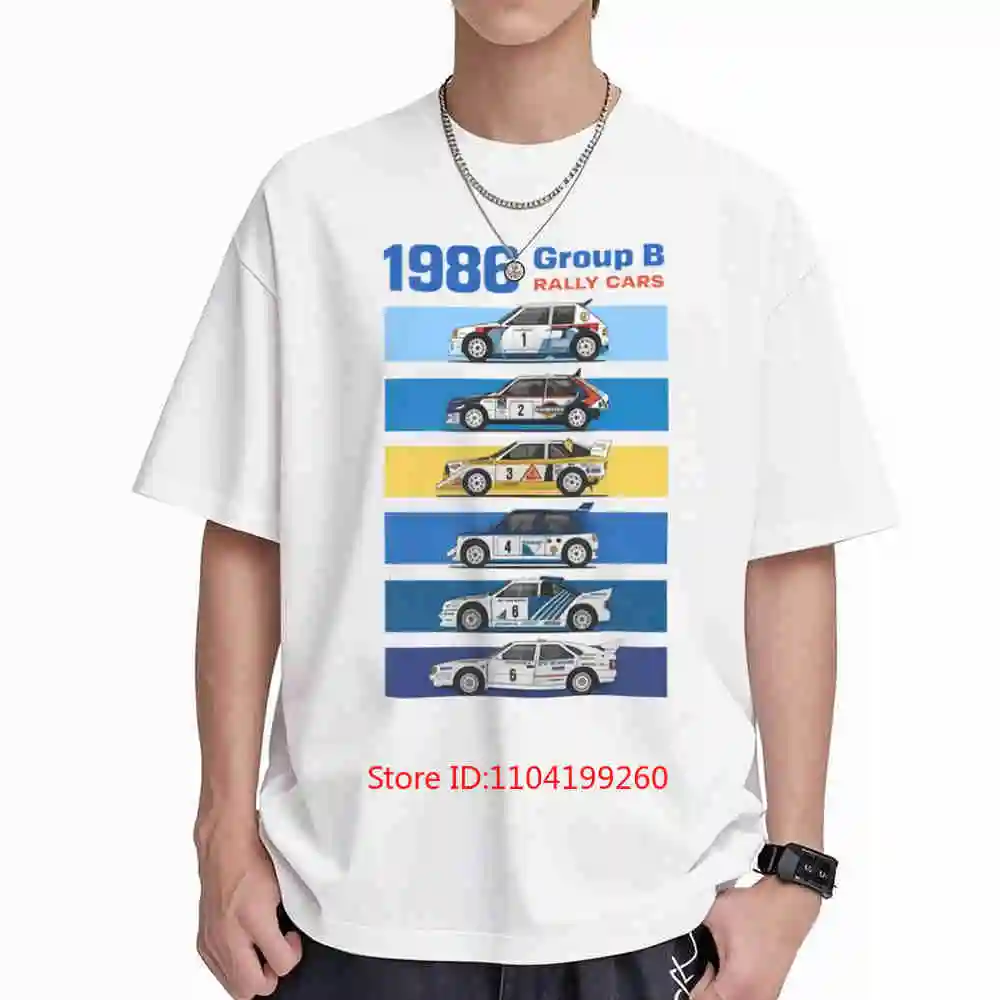 1986 Group B Rally Vintage Racing 6 Iconic Cars Geometric Stripes Motorsport Short Sleeve Tee 100% Cotton T-Shirt