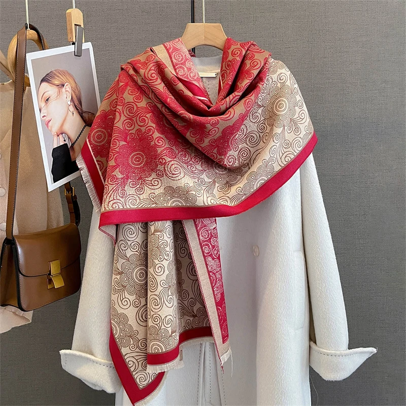 

Winter Female Print Imitation Cashmere Scarves for Women Autumn and Winter Thick Fashion Warm Wild Scarf Shawl Poncho Stoles