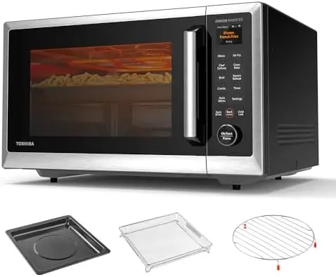 

OptiChef Air Fryer Microwave Combo, 1.3 Cu.Ft, 1100W, Smart Sensor, Alexa Compatible, Silver