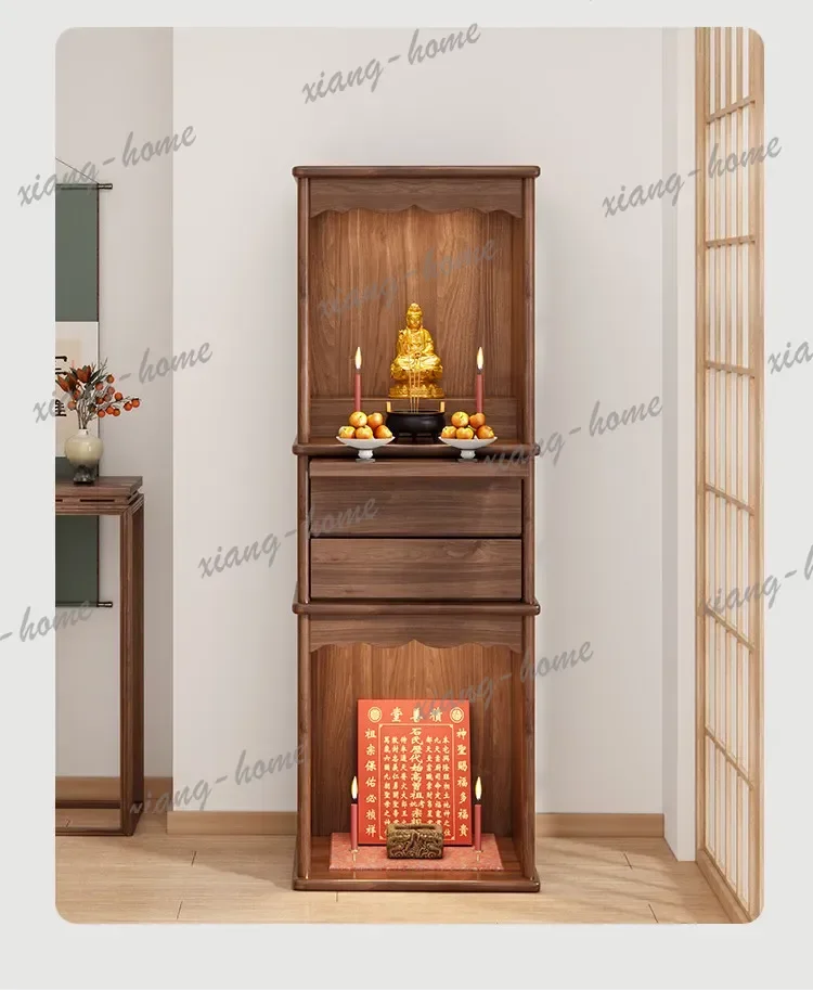 FG  altar cabinet double-layer solid wood niche standing cabinet for home offering table land public god niche