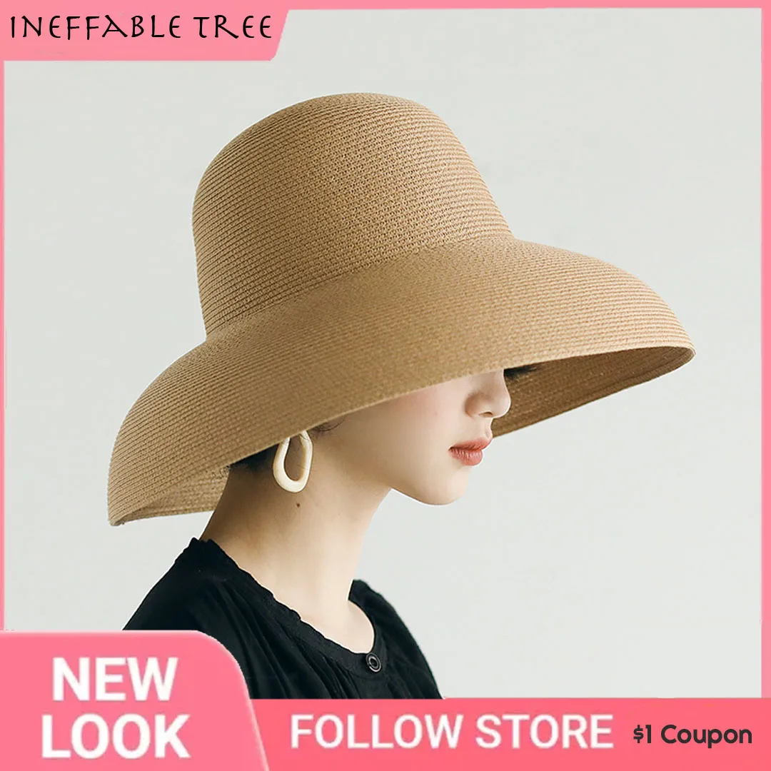 Lato w stylu Hepburn Vintage Design duży daszek słomkowy kapelusz kobiety dziewczęta jednokolorowe wakacje na plaży wielkie słońce Gorra