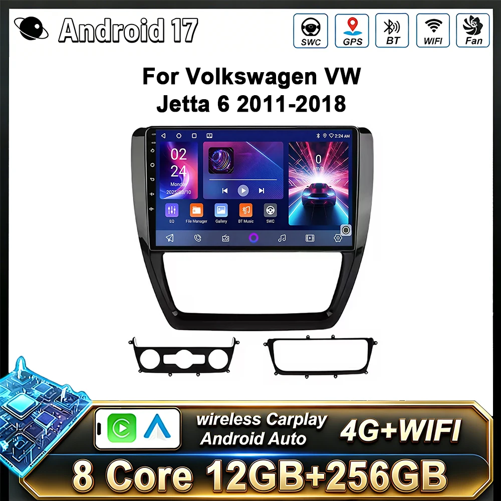 Radio para Auto Android 17 para Volkswagen Jetta 6 2011-2018, Carplay, 4G, WIFI, GPS, Navegación, Reproductor Multimedia, Video, Estéreo, BT