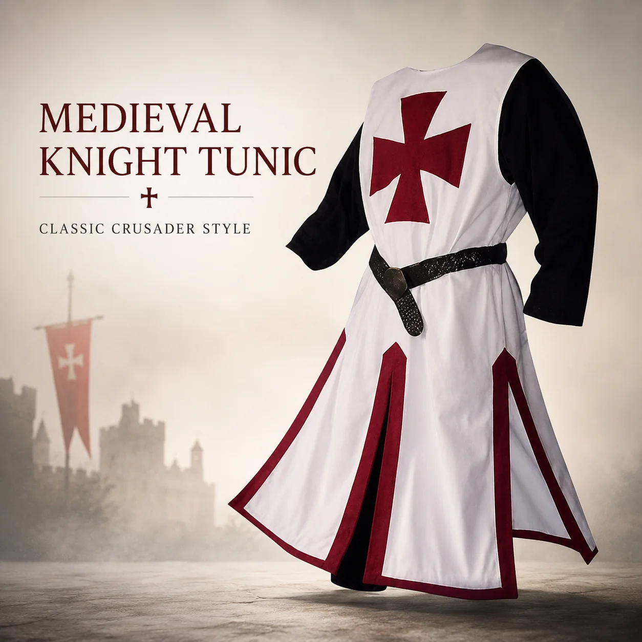 Tunique de guerrier médiéval et de la Renaissance NUOYING, sur-manteau de chevalier templier et cape de peste noire pour homme, haut de costume vintage pour Halloween, carnaval et performance scénique