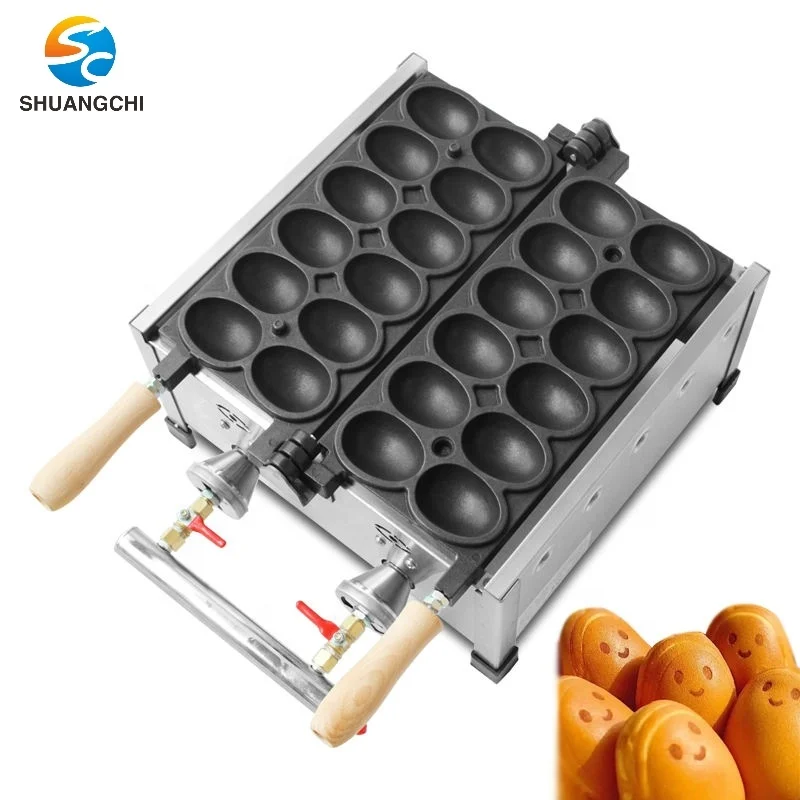 12 Grids Stainless Steel Egg Waffle Cone Bubble Waffle Making Machine Snack Machine Gas Smile Face Egg Waffle Machine New