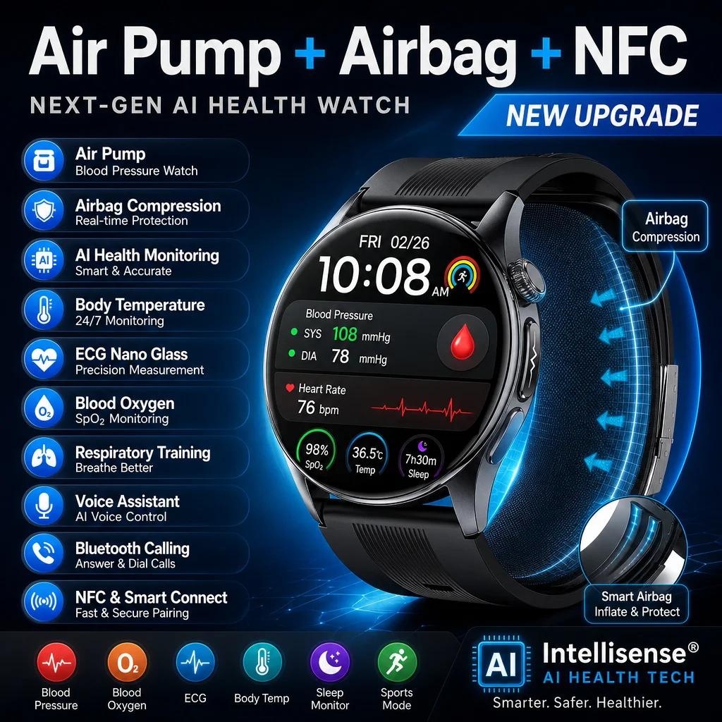 2026New Health Watch Blood Pressure Accurate Measure Smart Watches Uric Acid Blood Lipids waterproof Airbag Smartwatch Men Women