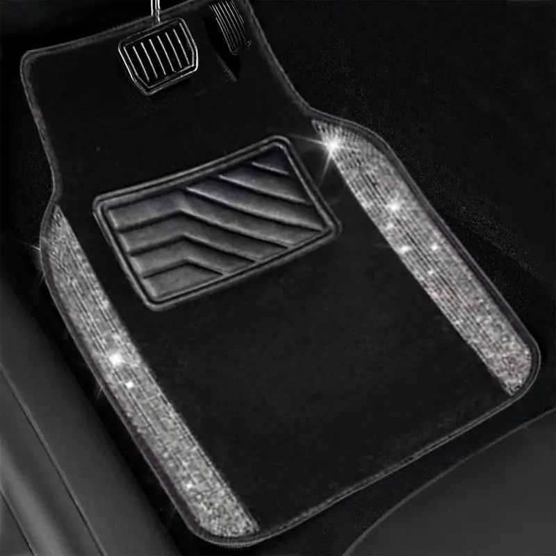 Bling Car Floor Mats Shining Car Floor Mats Waterproof Car Front And Rear Floor Mats With Anti-Slip PVC Pad For Automotive SUV