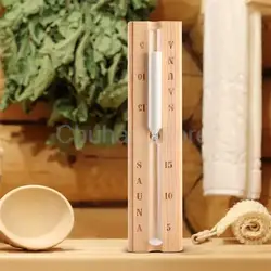 ChuHan Rotation Sauna Timer 15 Minutes Sauna Hourglas Sandglass Wooden White Sand Hourglass for Sauna Room Accessories