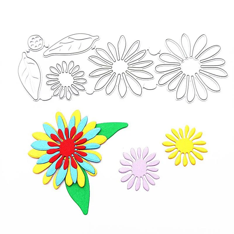 Chrysanthemen-Blumen-Metall-Stanzformen, Prägeschablonen, für DIY Scrapbooking, Fotokarten, Dekor