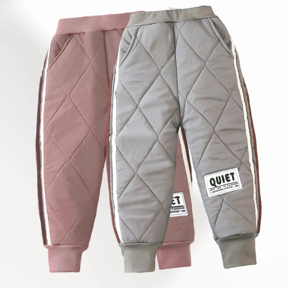 2026 NEW Children Thick Cotton Pants Winter Boys Girls Padded Plush Velvet Trousers 2-5Years Kids Windproofl Keep Warm Snow Pant