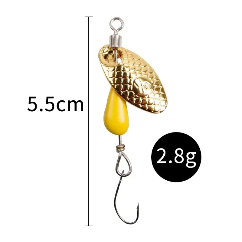 2Pcs Spinner Spoon Metal Bait Fishing Lure 5.5cm/2.8g Sequins Long Shot Spoon Baits for Bass Trout Perch Pike Rotating Fishing