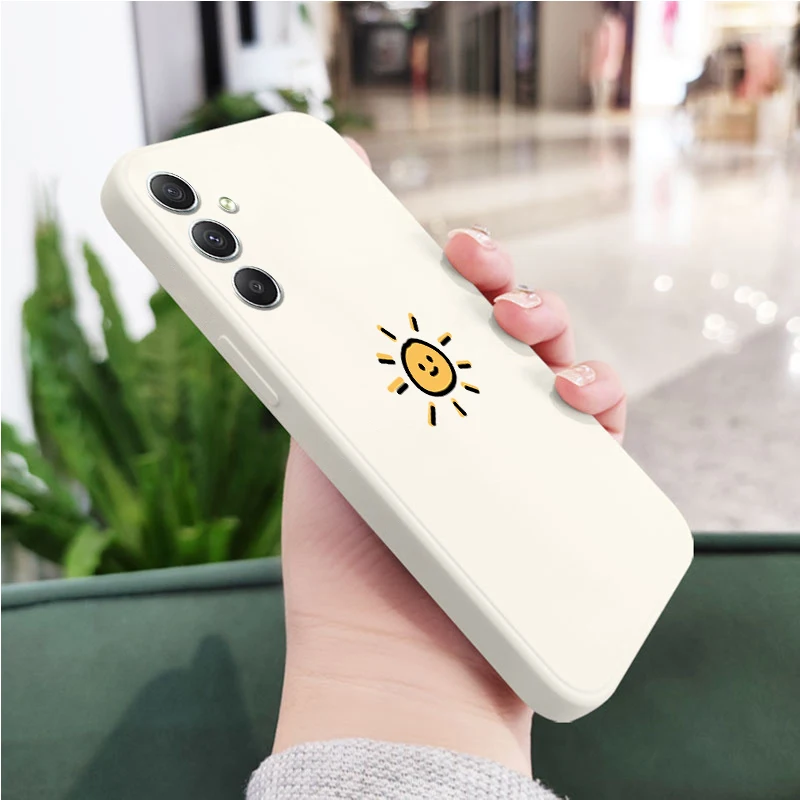 Sun Moon Silicone Phone Case For Samsung Galaxy A34 A54 A21S A21 A50 A20S A13 A23 A52 A72 A32 A53 A33 A73 4G 5G Soft Shell Cover