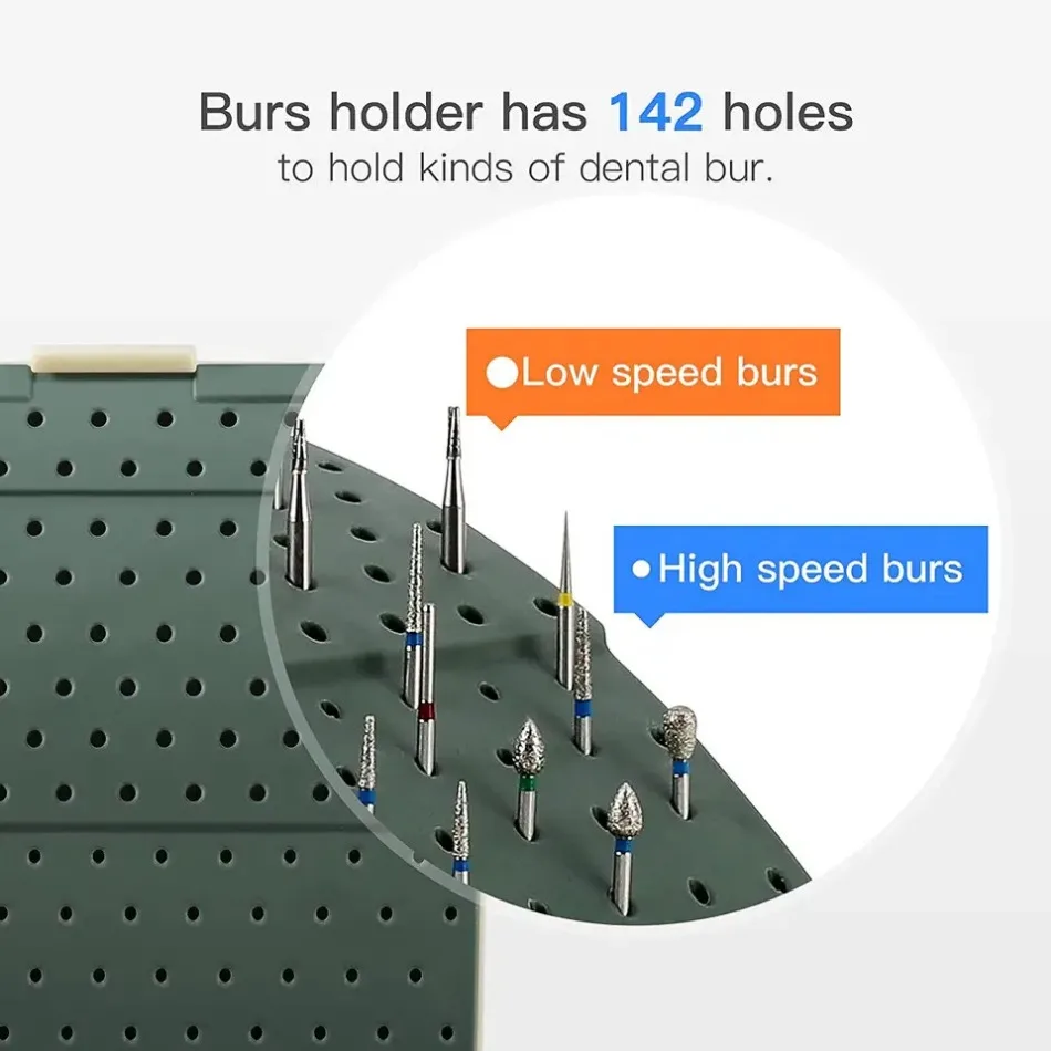 1 pz/142 fori supporto per blocco fresa per denti custodia per sterilizzatore per autoclave scatola di disinfezione cassetto estraibile