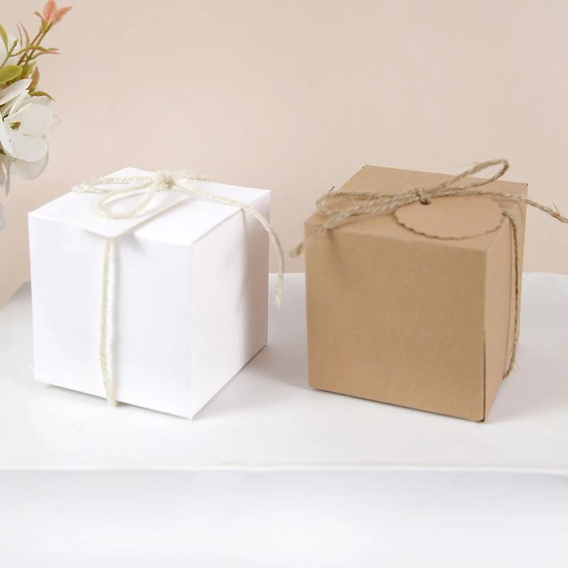 

10pcs Kraft Paper Candy Box Wedding Favor Chocolate Snacks Gifts Packaging Boxes Birthday Festival Party Baby Shower Supplies
