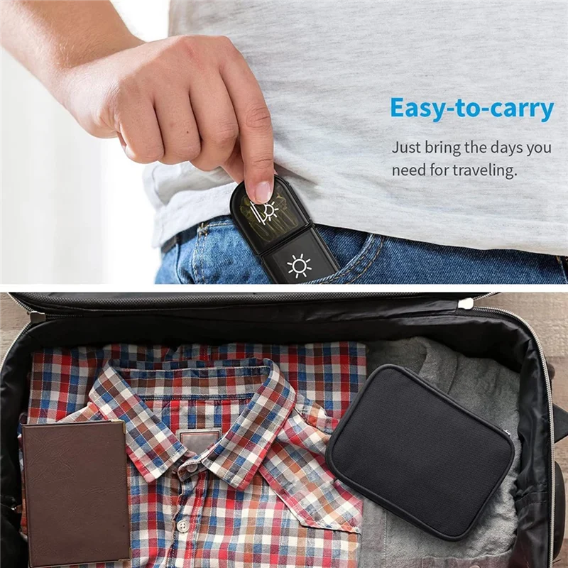 

ABWP-Weekly Pill Organizer Case 3 Times One Day Portable Travel Pill Box 7 Days With Canvas Bag For Vitamins Medicine