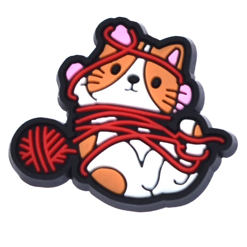 New Arrivals Cute PVC Cat Shoe Charms Pin for Croc Accessories Bracelet Wristband DIY Decoration Kids Women Party Gifts