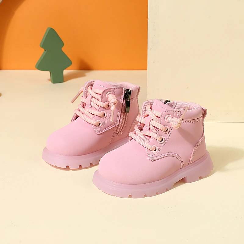 2024 New Autumn Children Boots Leather Toddler Boys Ankle Boots Soft Sole Non-slip Fashion Little Girls Boots EU 15-25