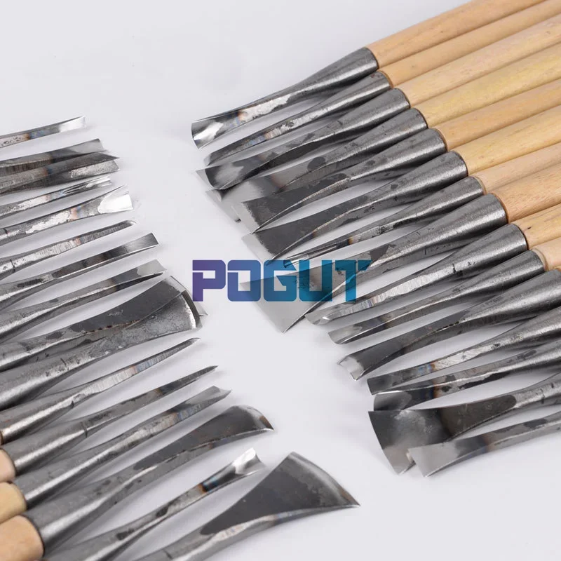 Hand Wood Carving Tools Chip 31pcs Detail Chisel + 31pcs General Chisel, Made and Ground By Hand