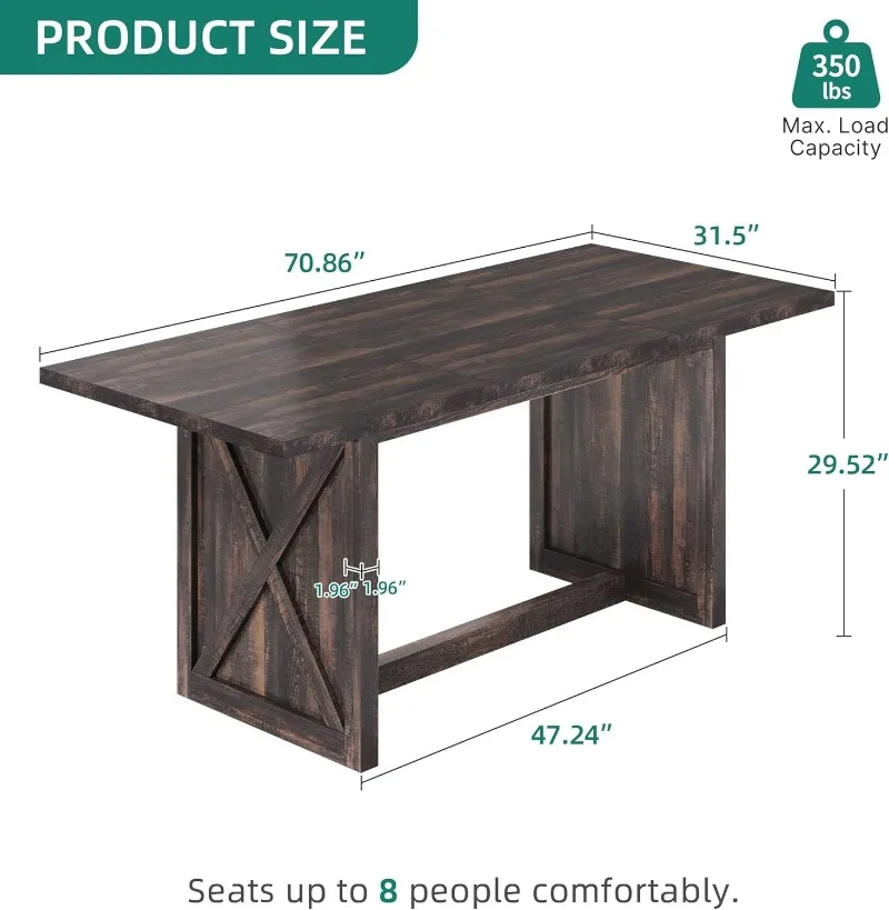Executive Desk 6FT Home Office  70.8’’ Large Conference Table with Heavy Duty Wood Frame Farmhouse Rectangular