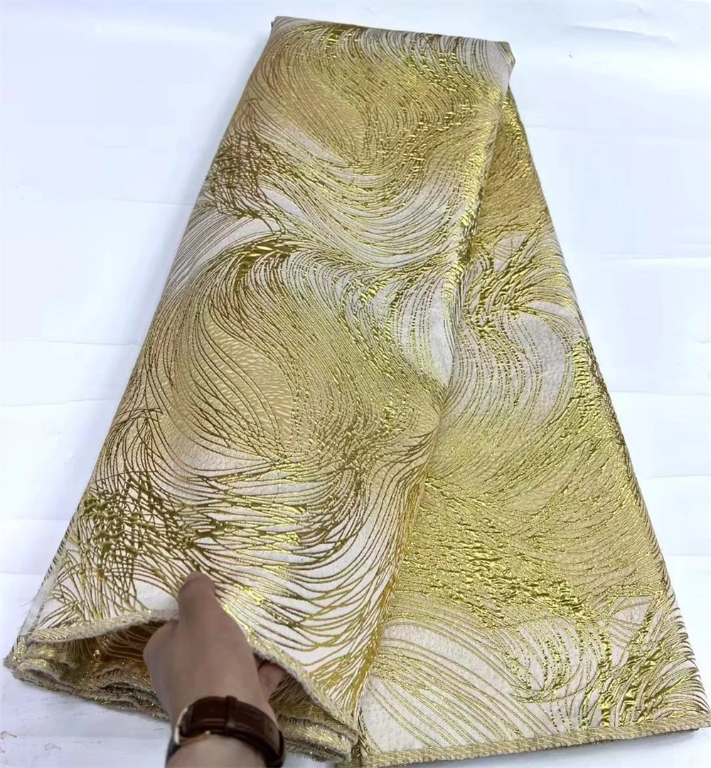 Tecido De Renda De Tule Dourado Nigeriano, Bordado Africano, Organza Jacquard Francês Renda De Brocado, Alta Qualidade, 2024