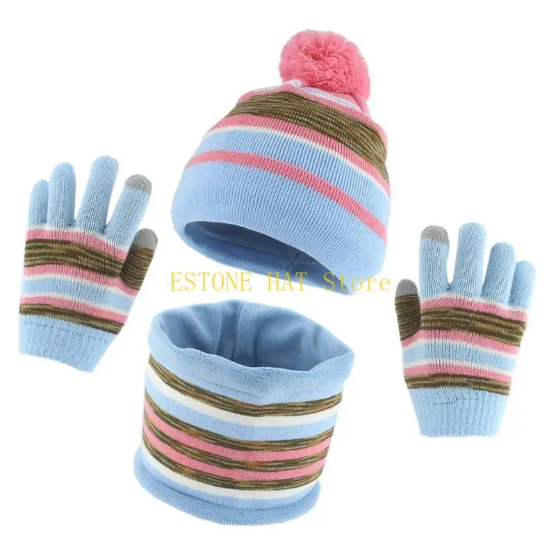 49MF Kids Scarf Hat for Cycling and Running Sport Thicken Scarf Gloves Thick Lining