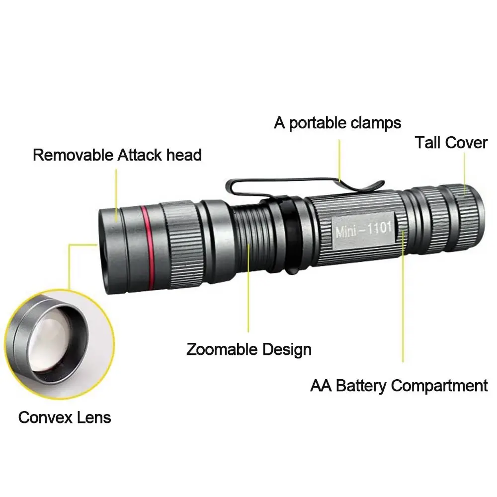 Super Bright For Hiking Cycling Zoomable Waterproof Lamp Mini Flash Light Led Flashlight Torch Light