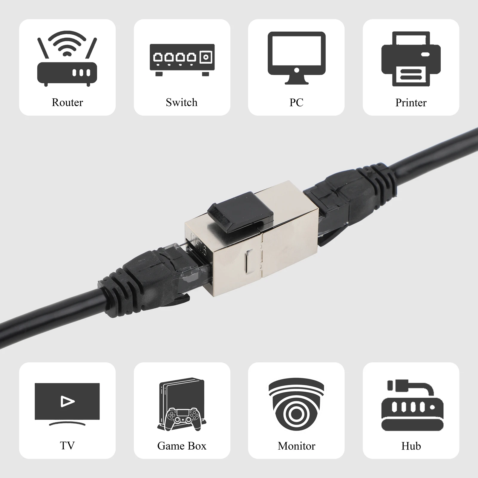 5/10/20/25 SZT. Konektor Keystone Ekranowany CAT.5E/6/6A/7 Rj45 Adapter Ethernet Żeński-Żeński do Paneli Patch z Pustymi Gniazdkami — zdjęcie produktu 3