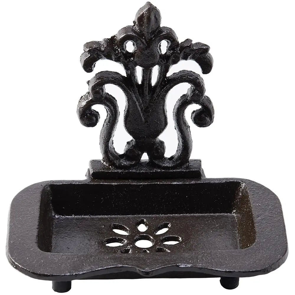 

Free Shipping-Cast Iron Metal Vintage Soap Dish – Rustic Soap Dish and Farmhouse Soap Holder with Decorative Wall-Mount Design –