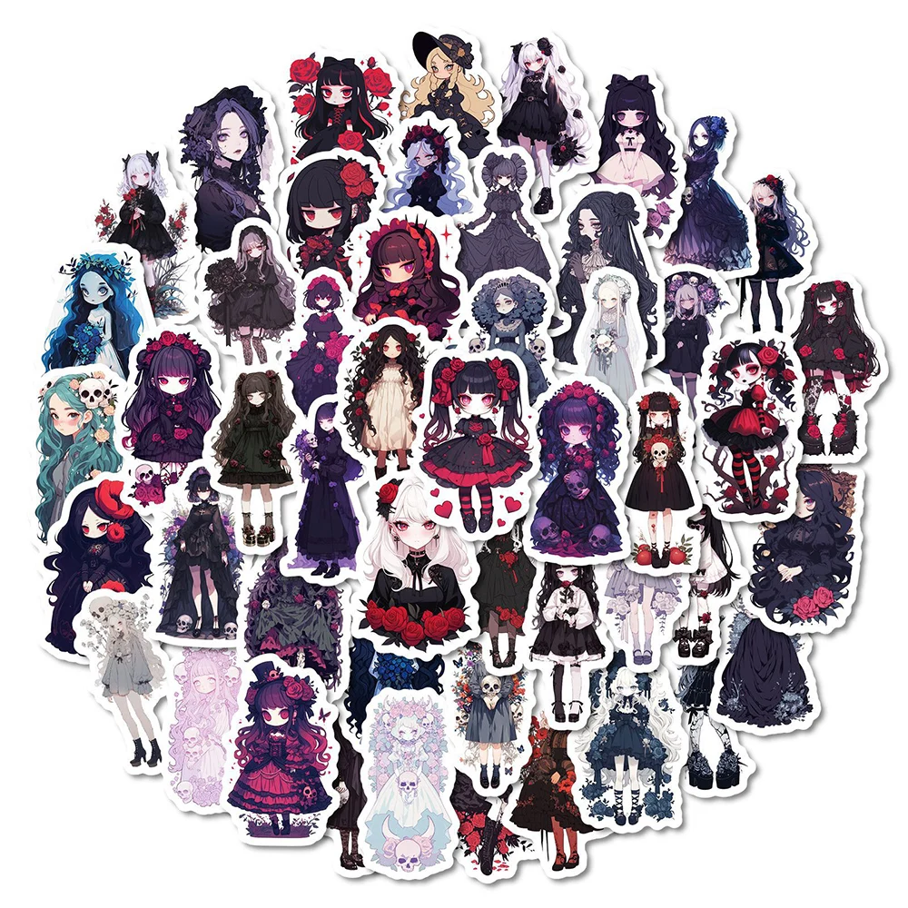 10/30/50 Stück Gothic Lolita Mädchen Cartoon Aufkleber Dunkler Stil Ästhetische Graffiti Aufkleber DIY Skateboard Notebook Telefon Aufkleber Pack