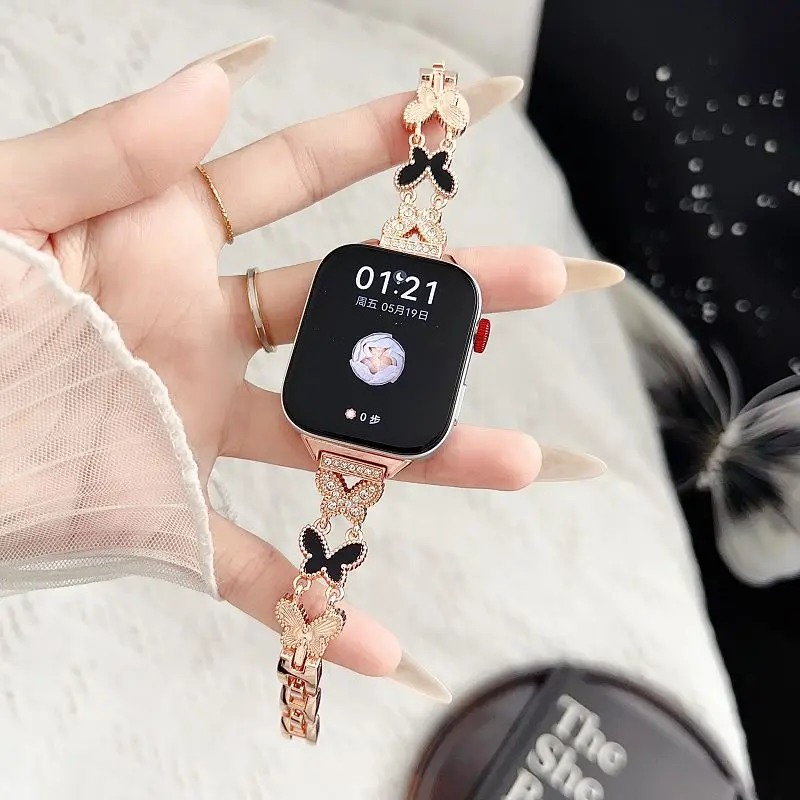 

Butterfly Diamond Metal Watch Band for Huawei Fit 3 4 Bracelet Slim Women Dressy Wristband Strap for Huawei Watch Band 10 9 8