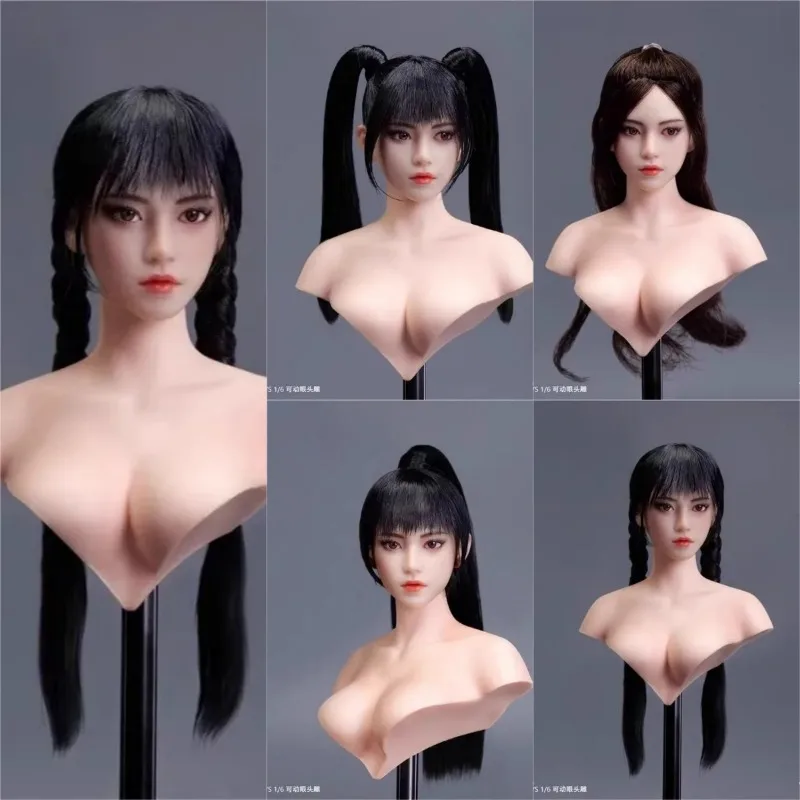 

YMTOYS YMT114 1/6 Scale Cute Peach Miss Head Sculpt Asia Pale Movable Eyes Head Carving Model for 12'' Action Figures Body