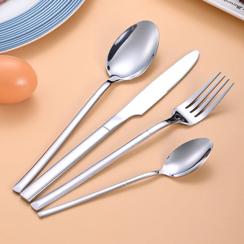 4Pcs Set Dinnerware Portable Knifes Fork Spoon Stainless Steel Family Camping Steak Cutlery Tableware Western Cutlery