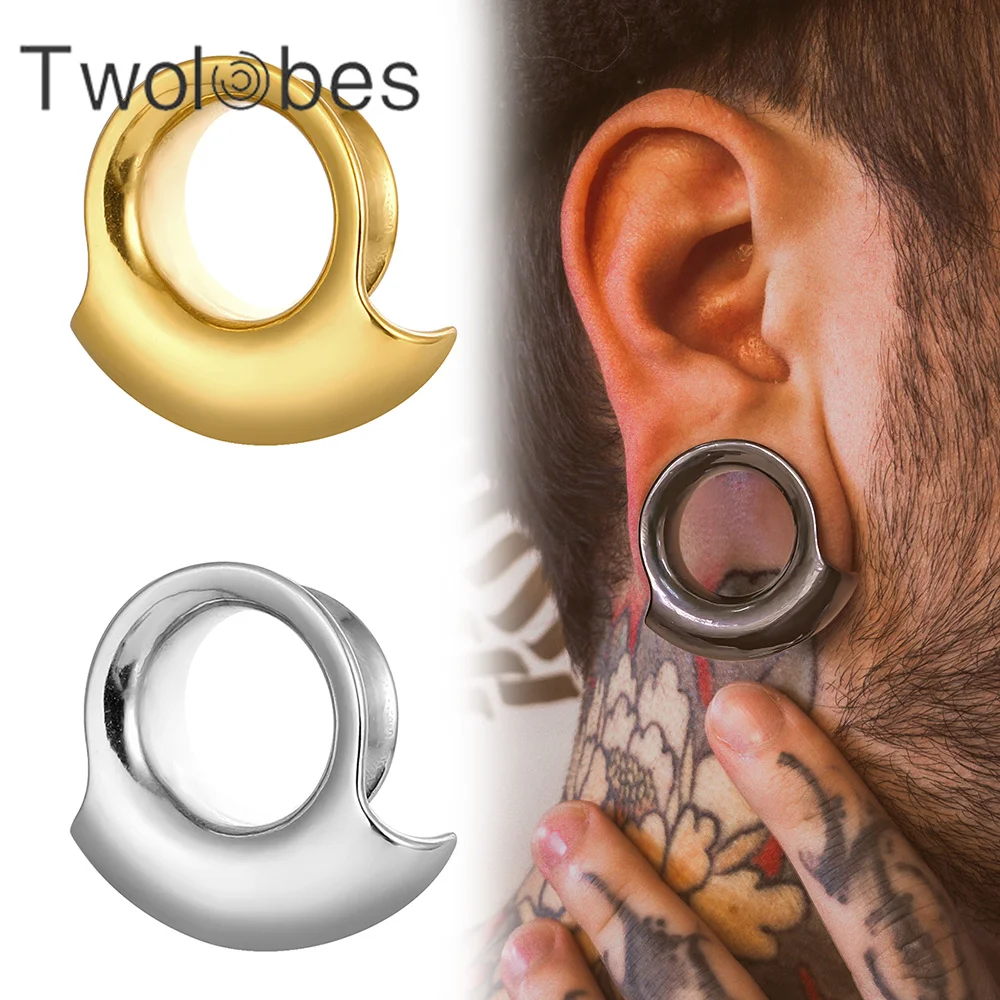 Twolobes 2PCS New 316 Stainless Steel Ear Gauges Tunnels Plugs Expander Stretchers Saddle Hangers Weights Hot Summer