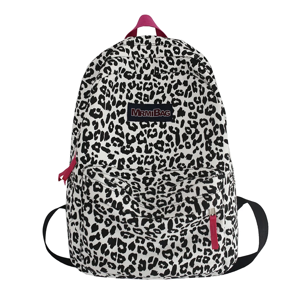 Mochila de lona grande para mulheres, estampa padrão zebra vaca, estilo preppy, bolsas casuais para estudantes, moda retrô, estilo coreano