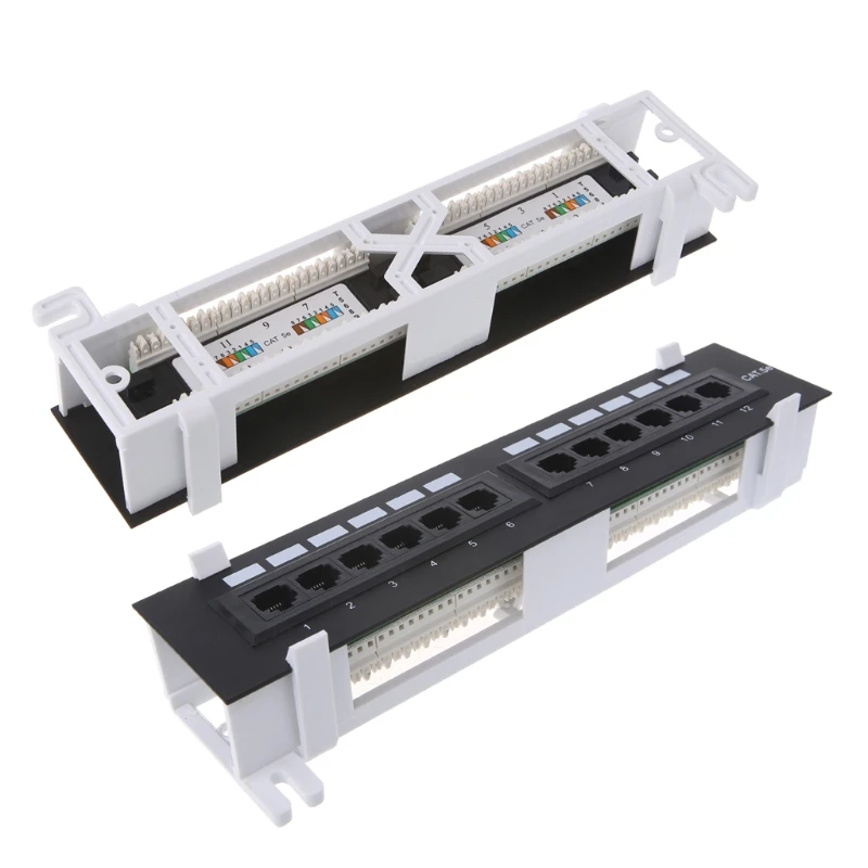 Panel krosowy CAT5 CAT5E RJ45 Sieć do montażu na ścianie Uchwyt do montażu stojaku 12 portów