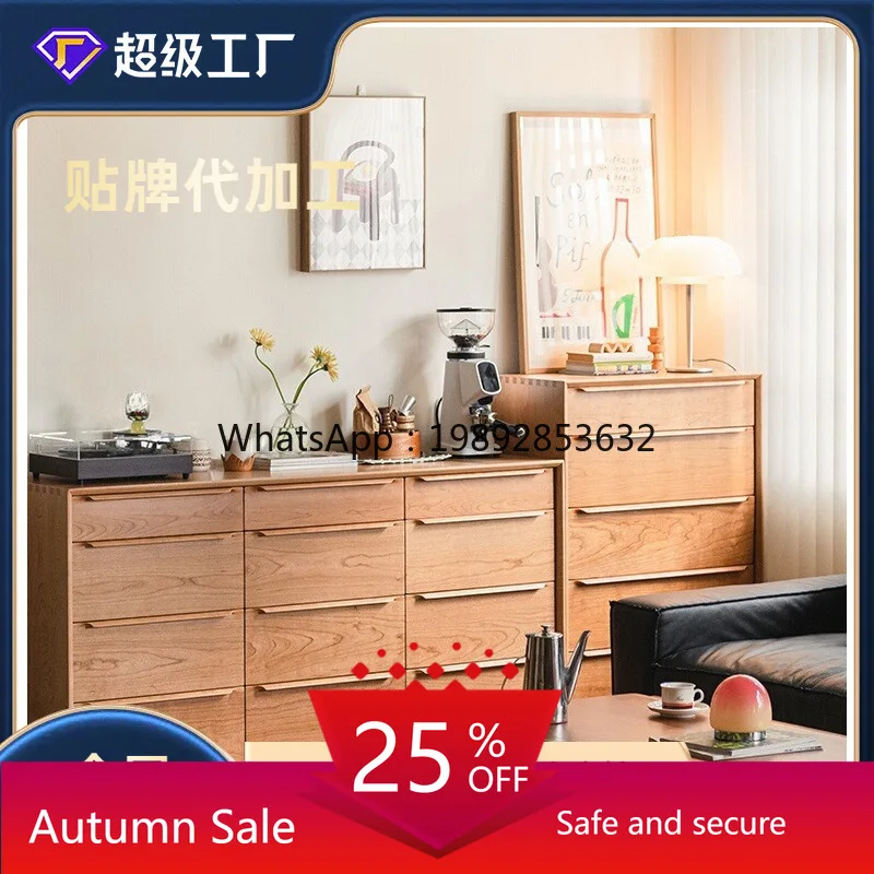 

LYY Chest of Drawers Five-Drawer Chest Twelve-Drawer Chest Storage Solid Wood Nordic Cherry Wood Bedside Cabinet
